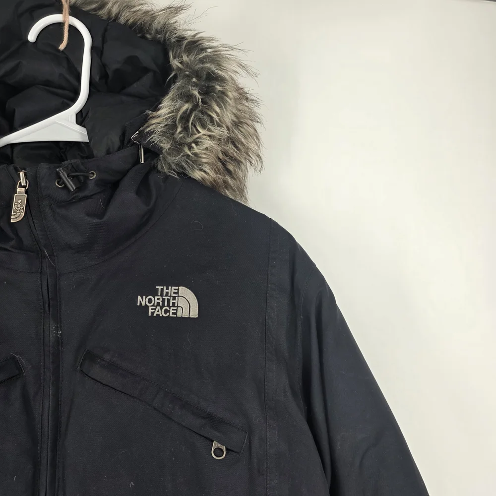 The North Face Black Puffer Coat with Fur Hood - Picture 3 of 6